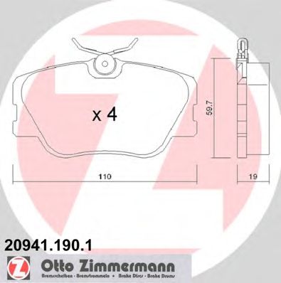Комплект тормозных колодок, дисковый тормоз 20941.190.1