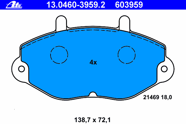 Комплект тормозных колодок, дисковый тормоз 13.0460-3959.2