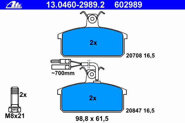 Kit de plaquettes de frein, frein à disque 13.0460-2989.2