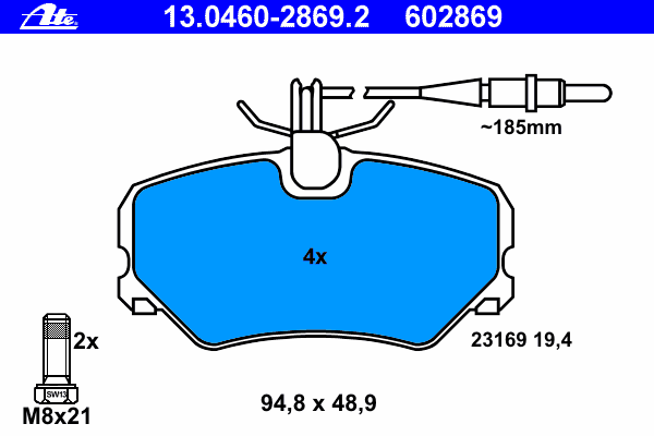 Комплект тормозных колодок, дисковый тормоз 13.0460-2869.2