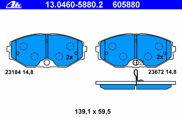 Комплект тормозных колодок, дисковый тормоз 13.0460-5880.2