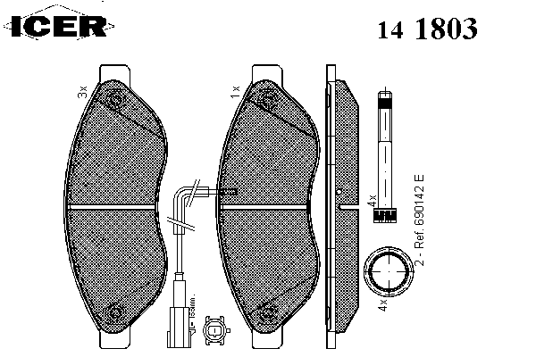 Комплект тормозных колодок, дисковый тормоз 141803