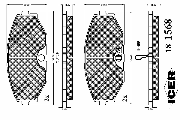 Комплект тормозных колодок, дисковый тормоз 181568