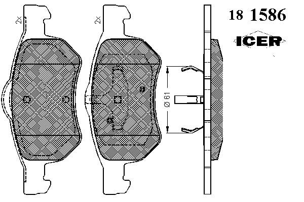 Комплект тормозных колодок, дисковый тормоз 181586