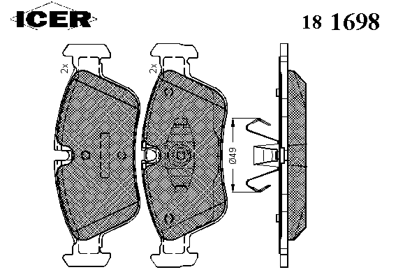 Комплект тормозных колодок, дисковый тормоз 181698