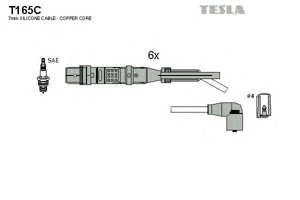 Комплект проводов зажигания T165C