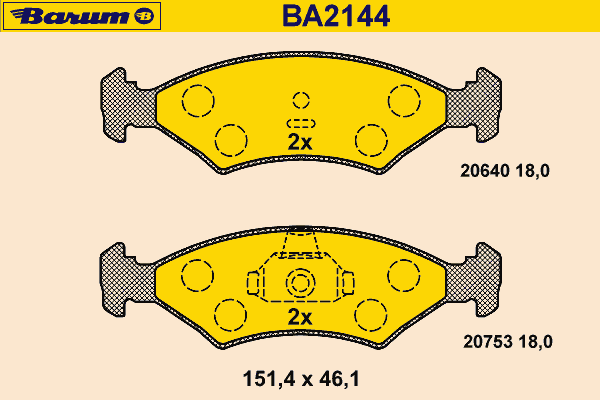 Bremsbelagsatz, Scheibenbremse BA2144