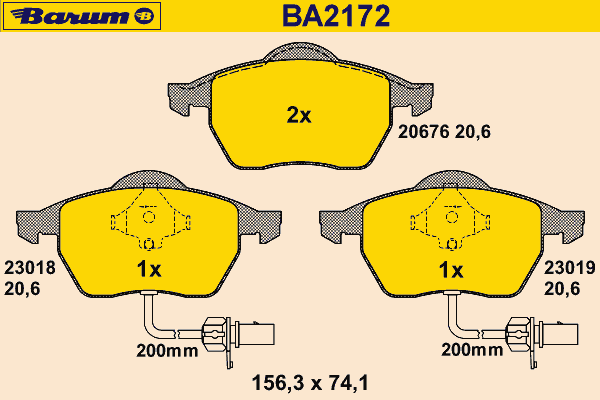 Bremsebelegg sett, skivebremse BA2172