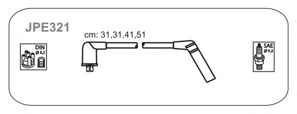 Комплект проводов зажигания JPE321