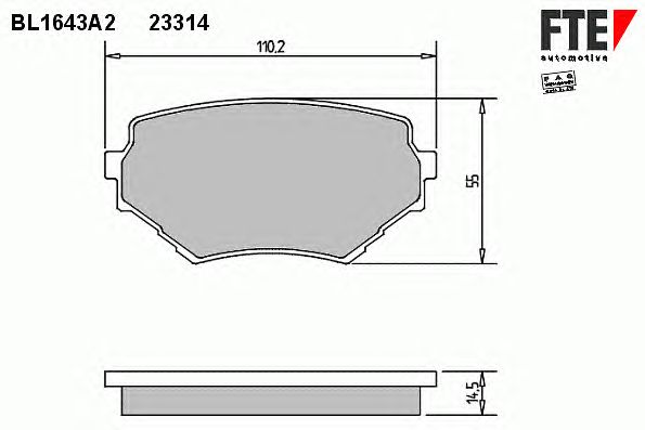 Комплект тормозных колодок, дисковый тормоз BL1643A2