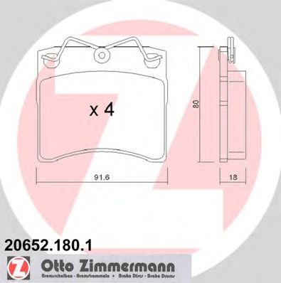 Комплект тормозных колодок, дисковый тормоз 20652.180.1