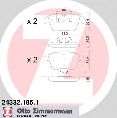 Комплект тормозных колодок, дисковый тормоз 24332.185.1