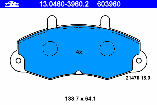 Комплект тормозных колодок, дисковый тормоз 13.0460-3960.2