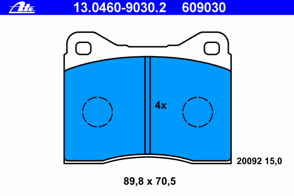Комплект тормозных колодок, дисковый тормоз 13.0460-9030.2