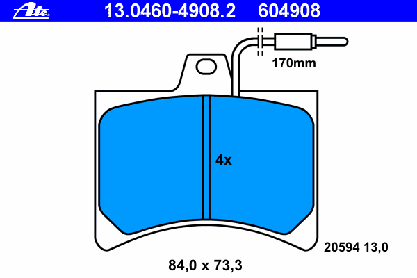 Brake Pad Set, disc brake 13.0460-4908.2