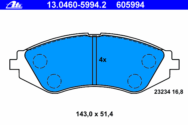 Комплект тормозных колодок, дисковый тормоз 13.0460-5994.2
