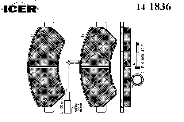 Комплект тормозных колодок, дисковый тормоз 141836