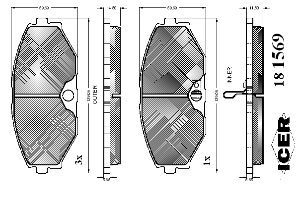 Комплект тормозных колодок, дисковый тормоз 181569
