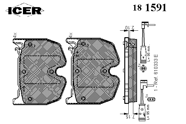 Kit de plaquettes de frein, frein à disque 181591
