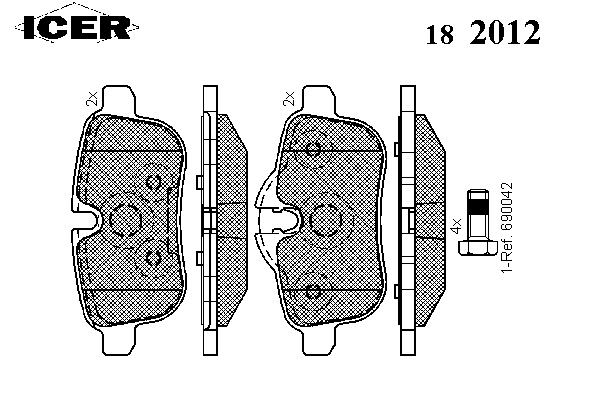 Kit de plaquettes de frein, frein à disque 182012