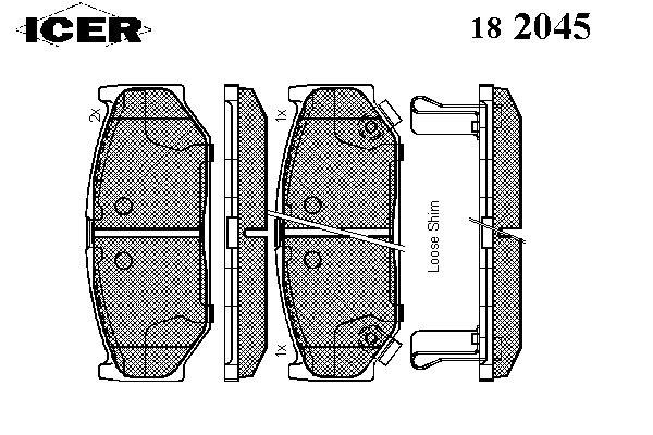Комплект тормозных колодок, дисковый тормоз 182045