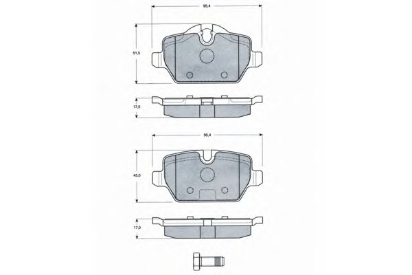 Комплект тормозных колодок, дисковый тормоз PF1434