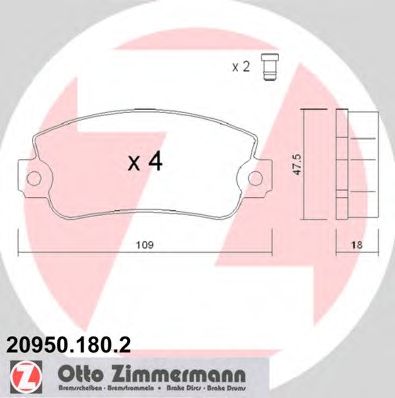 Комплект тормозных колодок, дисковый тормоз 20950.180.2