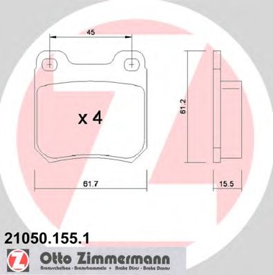 Комплект тормозных колодок, дисковый тормоз 21050.155.1