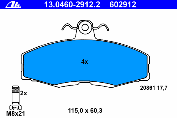 Комплект тормозных колодок, дисковый тормоз 13.0460-2912.2