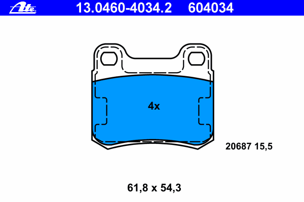 Kit de plaquettes de frein, frein à disque 13.0460-4034.2