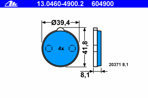 Комплект тормозных колодок, дисковый тормоз 13.0460-4900.2