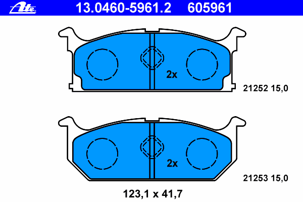 Комплект тормозных колодок, дисковый тормоз 13.0460-5961.2