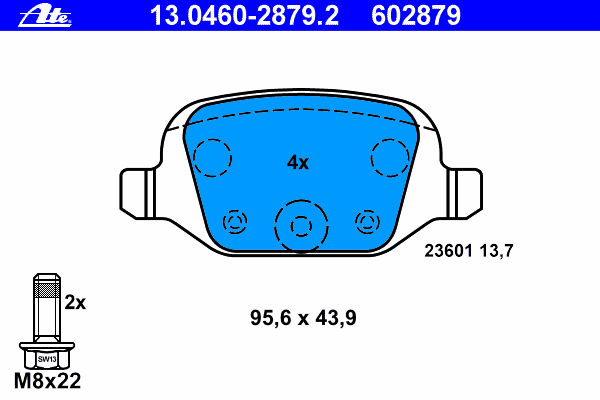 Комплект тормозных колодок, дисковый тормоз 13.0460-2879.2