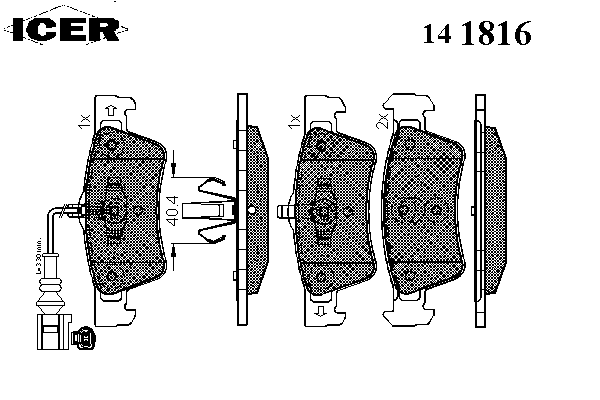 Комплект тормозных колодок, дисковый тормоз 141816