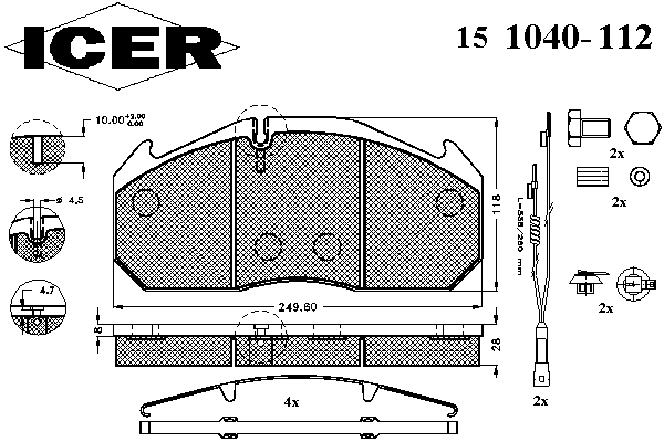 Kit de plaquettes de frein, frein à disque 151040-112