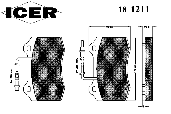 Комплект тормозных колодок, дисковый тормоз 181211