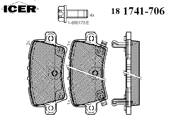 Комплект тормозных колодок, дисковый тормоз 181741-706