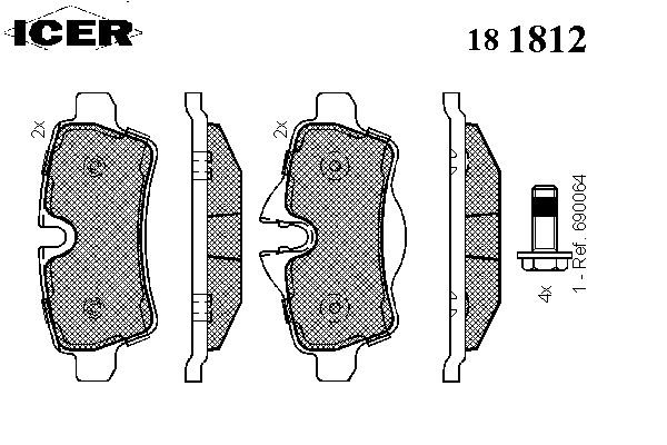 Комплект тормозных колодок, дисковый тормоз 181812