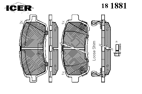 Комплект тормозных колодок, дисковый тормоз 181881