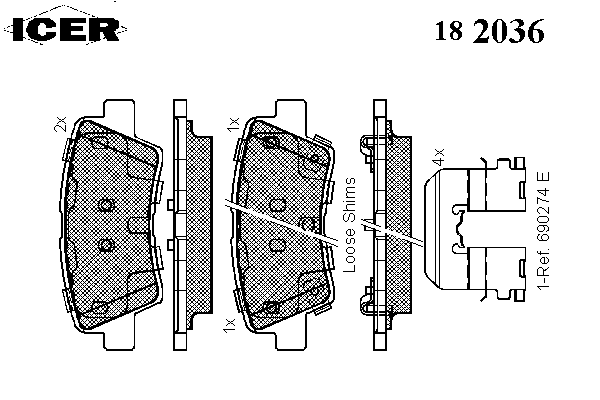 Комплект тормозных колодок, дисковый тормоз 182036