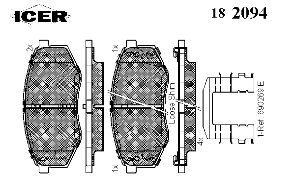 Комплект тормозных колодок, дисковый тормоз 182094