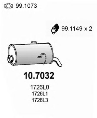 Глушитель выхлопных газов конечный 10.7032