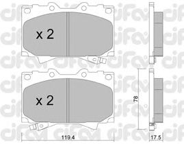 Комплект тормозных колодок, дисковый тормоз 822-452-0