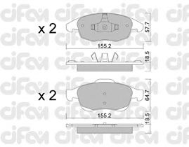Комплект тормозных колодок, дисковый тормоз 822-800-0