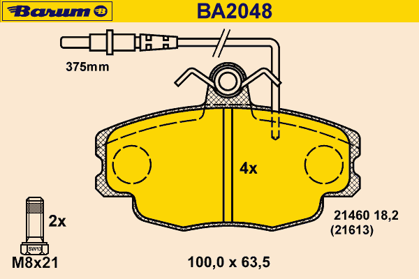 Bremsebelegg sett, skivebremse BA2048