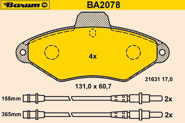 Bremsbelagsatz, Scheibenbremse BA2078