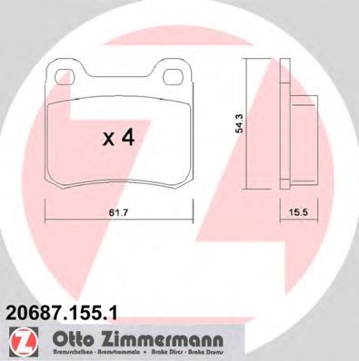 Комплект тормозных колодок, дисковый тормоз 20687.155.1