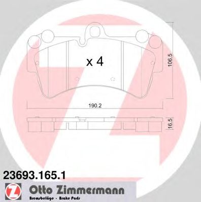 Комплект тормозных колодок, дисковый тормоз 23693.165.1