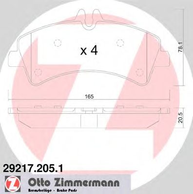 Комплект тормозных колодок, дисковый тормоз 29217.205.1