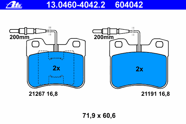 Комплект тормозных колодок, дисковый тормоз 13.0460-4042.2